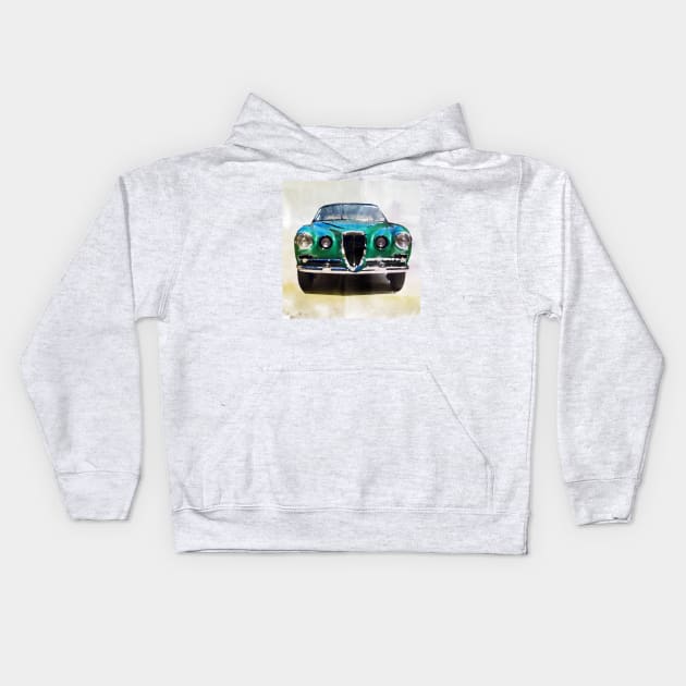 Vintage Alfa Romeo in watercolor Kids Hoodie by thelazypigeon